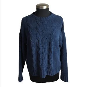 American Eagle Outfitters Cable Knit Pullover Sweater Blue Size Medium